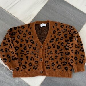 Old Navy Brown and Black Animal Print Cardigan